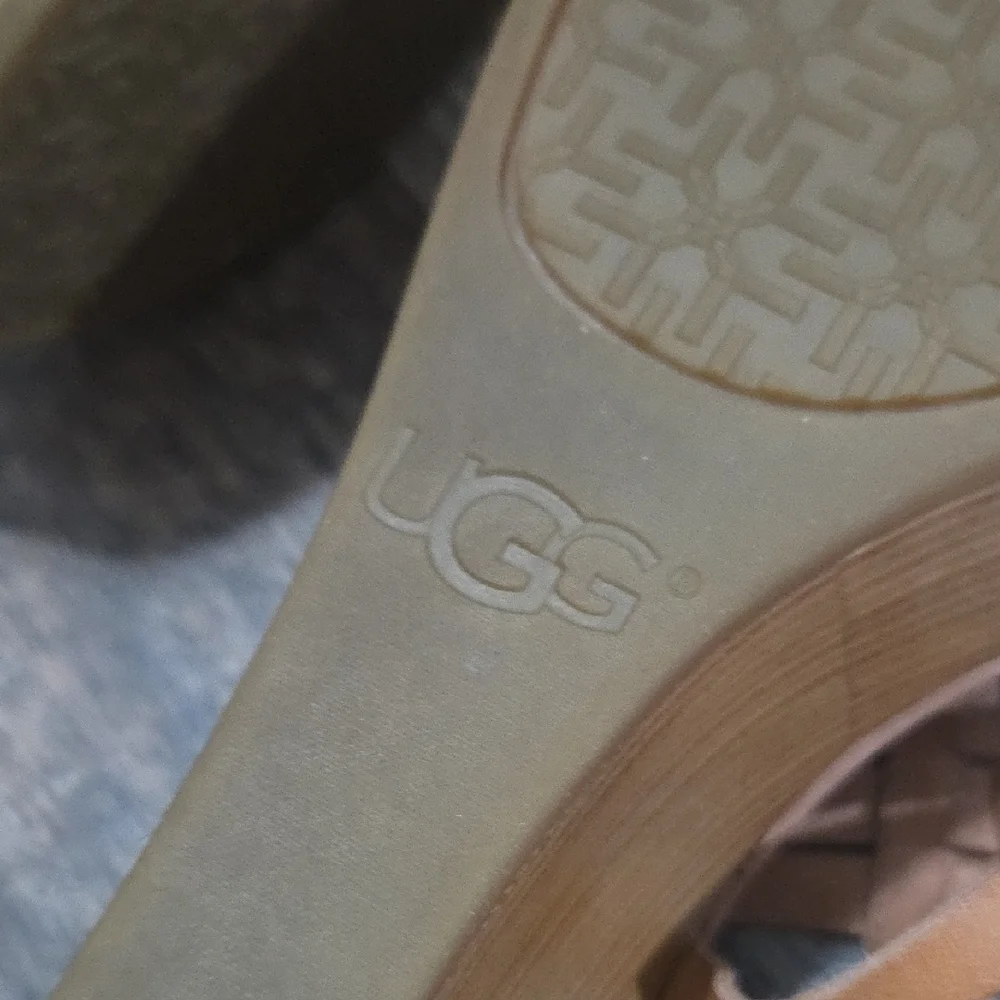 UGG Tan Leather Wedge Sandals